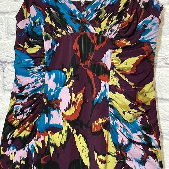 Adrianna Papell Abstract Floral Print Ruched Sheath Dress Size 10 - Picture 5 of 12
